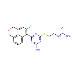 NC(=O)NCCSc1nc(N)nc(-c2c(Cl)cc3c4c(cccc24)COC3)n1 ZINC000103229059