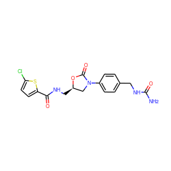 NC(=O)NCc1ccc(N2C[C@@H](CNC(=O)c3ccc(Cl)s3)OC2=O)cc1 ZINC000113063637