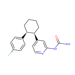 NC(=O)Nc1cc([C@@H]2CCCC[C@@H]2c2ccc(F)cc2)ccn1 ZINC000167990493