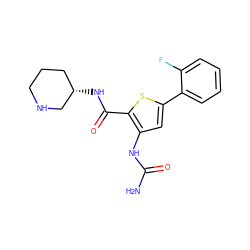 NC(=O)Nc1cc(-c2ccccc2F)sc1C(=O)N[C@H]1CCCNC1 ZINC000084708662