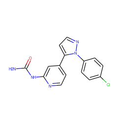 NC(=O)Nc1cc(-c2ccnn2-c2ccc(Cl)cc2)ccn1 ZINC000141252735