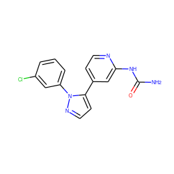 NC(=O)Nc1cc(-c2ccnn2-c2cccc(Cl)c2)ccn1 ZINC000169702063