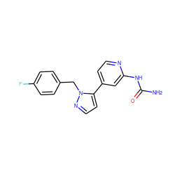 NC(=O)Nc1cc(-c2ccnn2Cc2ccc(F)cc2)ccn1 ZINC000141270782