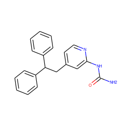 NC(=O)Nc1cc(CC(c2ccccc2)c2ccccc2)ccn1 ZINC000141315281