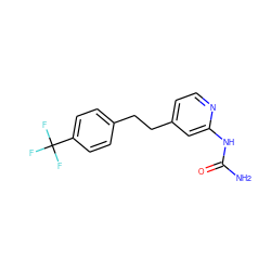 NC(=O)Nc1cc(CCc2ccc(C(F)(F)F)cc2)ccn1 ZINC000141257590