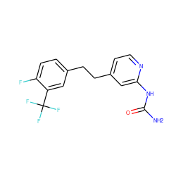 NC(=O)Nc1cc(CCc2ccc(F)c(C(F)(F)F)c2)ccn1 ZINC000141283777