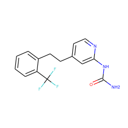 NC(=O)Nc1cc(CCc2ccccc2C(F)(F)F)ccn1 ZINC000169702067