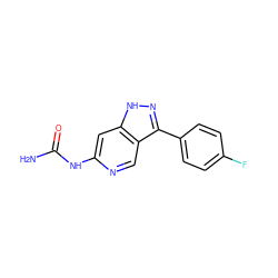 NC(=O)Nc1cc2[nH]nc(-c3ccc(F)cc3)c2cn1 ZINC000205444597