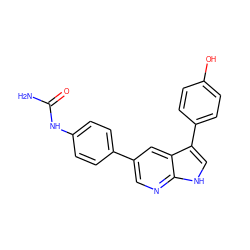 NC(=O)Nc1ccc(-c2cnc3[nH]cc(-c4ccc(O)cc4)c3c2)cc1 ZINC001772602510