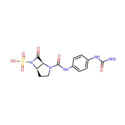 NC(=O)Nc1ccc(NC(=O)N2CC[C@@H]3[C@H]2C(=O)N3S(=O)(=O)O)cc1 ZINC000013781306