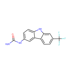 NC(=O)Nc1ccc2[nH]c3cc(C(F)(F)F)ccc3c2c1 ZINC000038236611