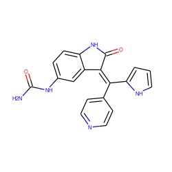 NC(=O)Nc1ccc2c(c1)/C(=C(\c1ccncc1)c1ccc[nH]1)C(=O)N2 ZINC000014962897