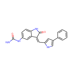 NC(=O)Nc1ccc2c(c1)/C(=C/c1cc(-c3ccccc3)c[nH]1)C(=O)N2 ZINC000014962672