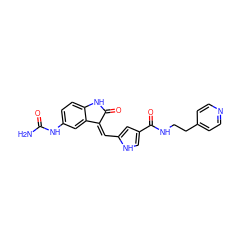 NC(=O)Nc1ccc2c(c1)/C(=C/c1cc(C(=O)NCCc3ccncc3)c[nH]1)C(=O)N2 ZINC000028708316