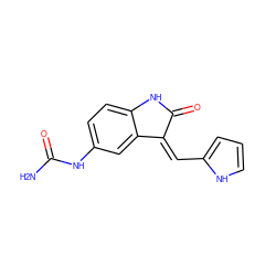 NC(=O)Nc1ccc2c(c1)/C(=C/c1ccc[nH]1)C(=O)N2 ZINC000100393577