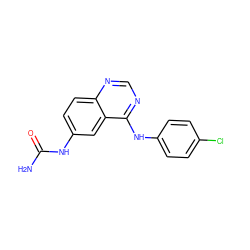 NC(=O)Nc1ccc2ncnc(Nc3ccc(Cl)cc3)c2c1 ZINC000095605629