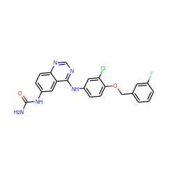 NC(=O)Nc1ccc2ncnc(Nc3ccc(OCc4cccc(F)c4)c(Cl)c3)c2c1 ZINC000473149136