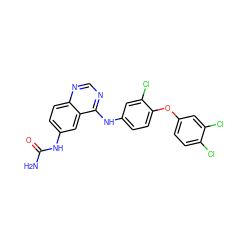 NC(=O)Nc1ccc2ncnc(Nc3ccc(Oc4ccc(Cl)c(Cl)c4)c(Cl)c3)c2c1 ZINC000473154462