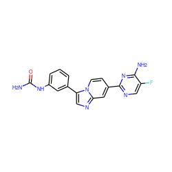 NC(=O)Nc1cccc(-c2cnc3cc(-c4ncc(F)c(N)n4)ccn23)c1 ZINC000169704635