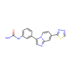 NC(=O)Nc1cccc(-c2cnc3cc(-c4nncs4)ccn23)c1 ZINC000169704713