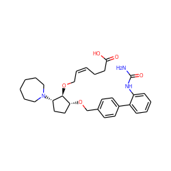 NC(=O)Nc1ccccc1-c1ccc(CO[C@@H]2CC[C@H](N3CCCCCC3)[C@H]2OC/C=C\CCC(=O)O)cc1 ZINC000027758910