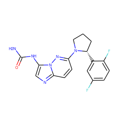 NC(=O)Nc1cnc2ccc(N3CCC[C@@H]3c3cc(F)ccc3F)nn12 ZINC000118240181