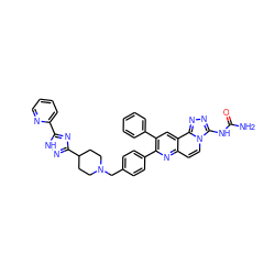 NC(=O)Nc1nnc2c3cc(-c4ccccc4)c(-c4ccc(CN5CCC(c6n[nH]c(-c7ccccn7)n6)CC5)cc4)nc3ccn12 ZINC000042851269