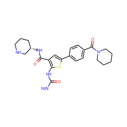 NC(=O)Nc1sc(-c2ccc(C(=O)N3CCCCC3)cc2)cc1C(=O)N[C@H]1CCCNC1 ZINC000045484574