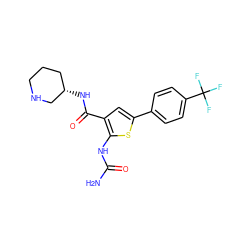 NC(=O)Nc1sc(-c2ccc(C(F)(F)F)cc2)cc1C(=O)N[C@H]1CCCNC1 ZINC000040401234