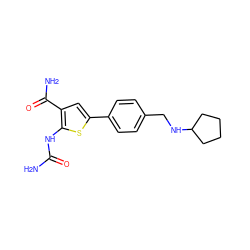 NC(=O)Nc1sc(-c2ccc(CNC3CCCC3)cc2)cc1C(N)=O ZINC000040836069