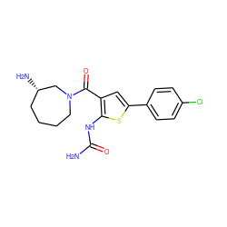 NC(=O)Nc1sc(-c2ccc(Cl)cc2)cc1C(=O)N1CCCC[C@H](N)C1 ZINC000064560845