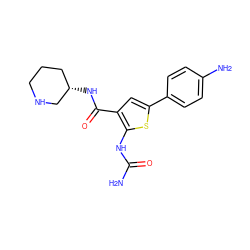 NC(=O)Nc1sc(-c2ccc(N)cc2)cc1C(=O)N[C@H]1CCCNC1 ZINC000045495480