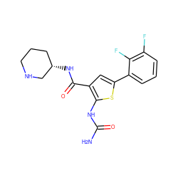 NC(=O)Nc1sc(-c2cccc(F)c2F)cc1C(=O)N[C@H]1CCCNC1 ZINC000084671783