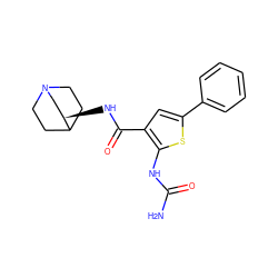 NC(=O)Nc1sc(-c2ccccc2)cc1C(=O)N[C@@H]1CN2CCC1CC2 ZINC000040401172