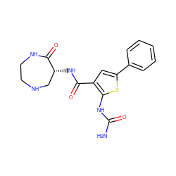 NC(=O)Nc1sc(-c2ccccc2)cc1C(=O)N[C@@H]1CNCCNC1=O ZINC000040394579