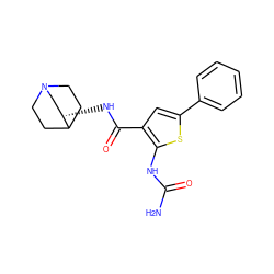 NC(=O)Nc1sc(-c2ccccc2)cc1C(=O)N[C@H]1CN2CCC1CC2 ZINC000040401193