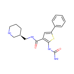 NC(=O)Nc1sc(-c2ccccc2)cc1C(=O)NC[C@@H]1CCCNC1 ZINC000040897222