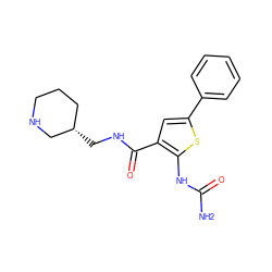 NC(=O)Nc1sc(-c2ccccc2)cc1C(=O)NC[C@H]1CCCNC1 ZINC000040896783