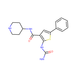 NC(=O)Nc1sc(-c2ccccc2)cc1C(=O)NC1CCNCC1 ZINC000045498418