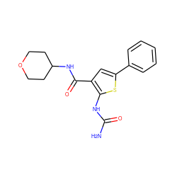 NC(=O)Nc1sc(-c2ccccc2)cc1C(=O)NC1CCOCC1 ZINC000040393400