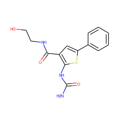 NC(=O)Nc1sc(-c2ccccc2)cc1C(=O)NCCO ZINC000040393342