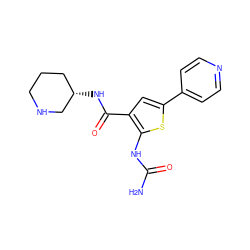 NC(=O)Nc1sc(-c2ccncc2)cc1C(=O)N[C@H]1CCCNC1 ZINC000045498000