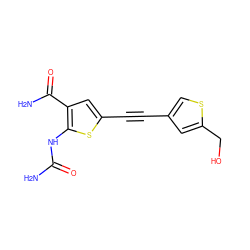 NC(=O)Nc1sc(C#Cc2csc(CO)c2)cc1C(N)=O ZINC000028522390