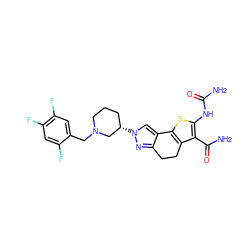 NC(=O)Nc1sc2c(c1C(N)=O)CCc1nn([C@H]3CCCN(Cc4cc(F)c(F)cc4F)C3)cc1-2 ZINC000066066516