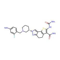 NC(=O)Nc1sc2c(c1C(N)=O)CCc1nn([C@H]3CCCN(Cc4ccc(N)cc4F)C3)cc1-2 ZINC000066073766