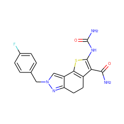 NC(=O)Nc1sc2c(c1C(N)=O)CCc1nn(Cc3ccc(F)cc3)cc1-2 ZINC000066074581