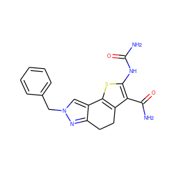 NC(=O)Nc1sc2c(c1C(N)=O)CCc1nn(Cc3ccccc3)cc1-2 ZINC000066074583