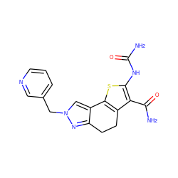 NC(=O)Nc1sc2c(c1C(N)=O)CCc1nn(Cc3cccnc3)cc1-2 ZINC000066074003