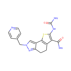 NC(=O)Nc1sc2c(c1C(N)=O)CCc1nn(Cc3ccncc3)cc1-2 ZINC000066074004