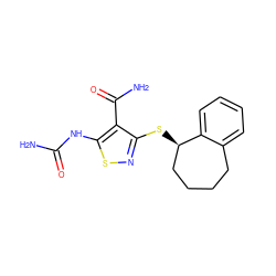 NC(=O)Nc1snc(S[C@@H]2CCCCc3ccccc32)c1C(N)=O ZINC000034867398